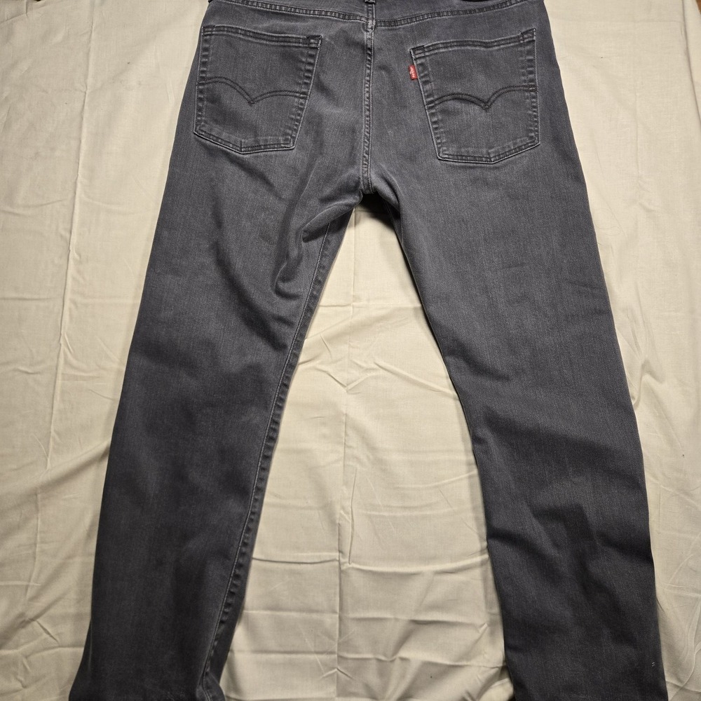 Levis 513 Jeans Mens 36x30 Black Dark Wash Slim Straight Stretch Denim Pants - Picture 16 of 16